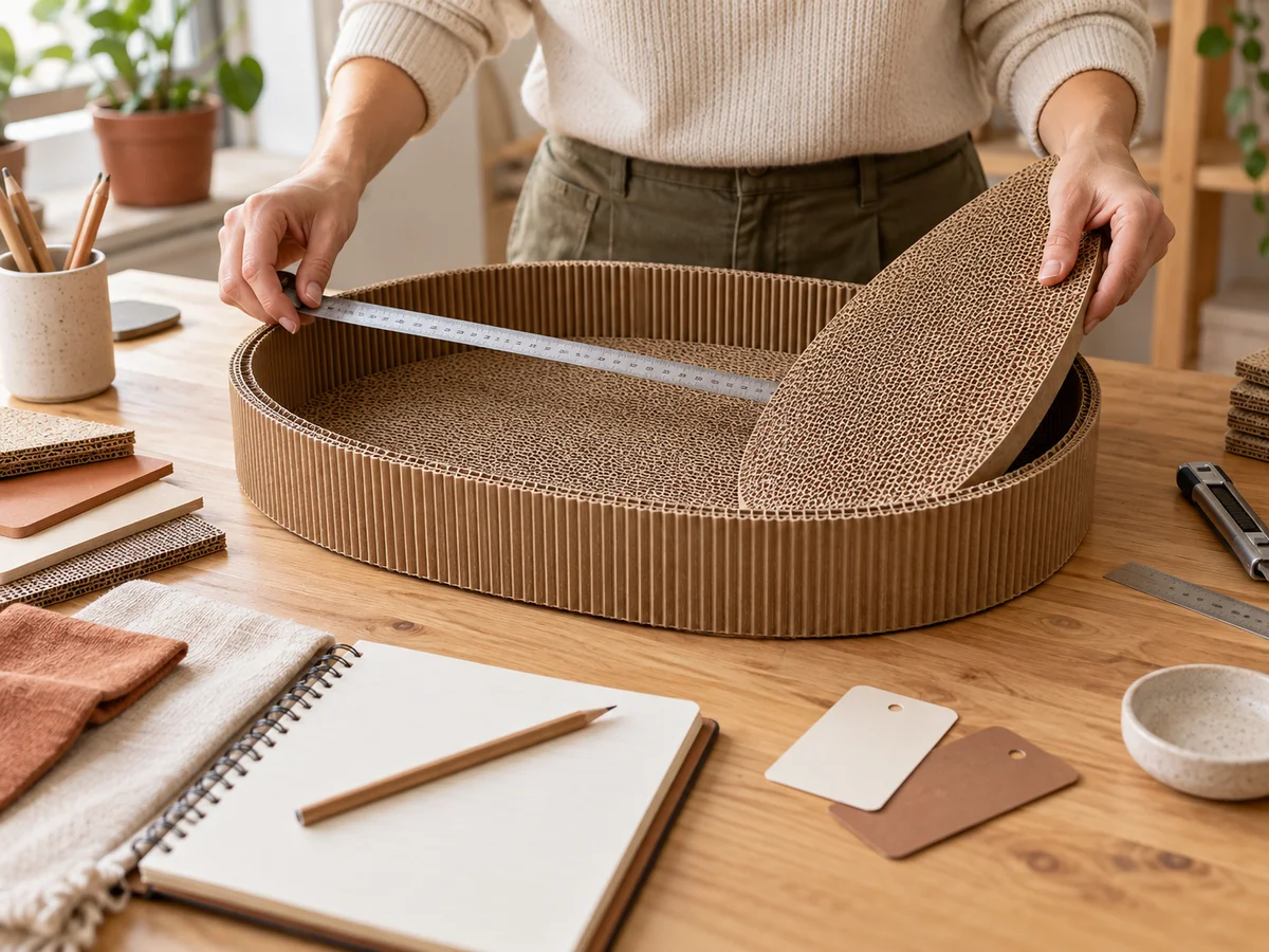 Sample & detail review — product development scene illustration