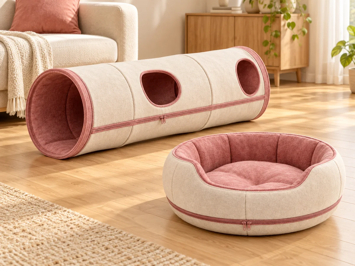 Felt Tunnel & Bed Set — a shared home setting