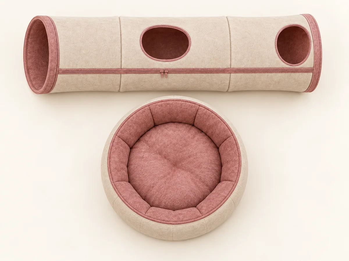 Felt Tunnel & Bed Set — tunnel and bed from above
