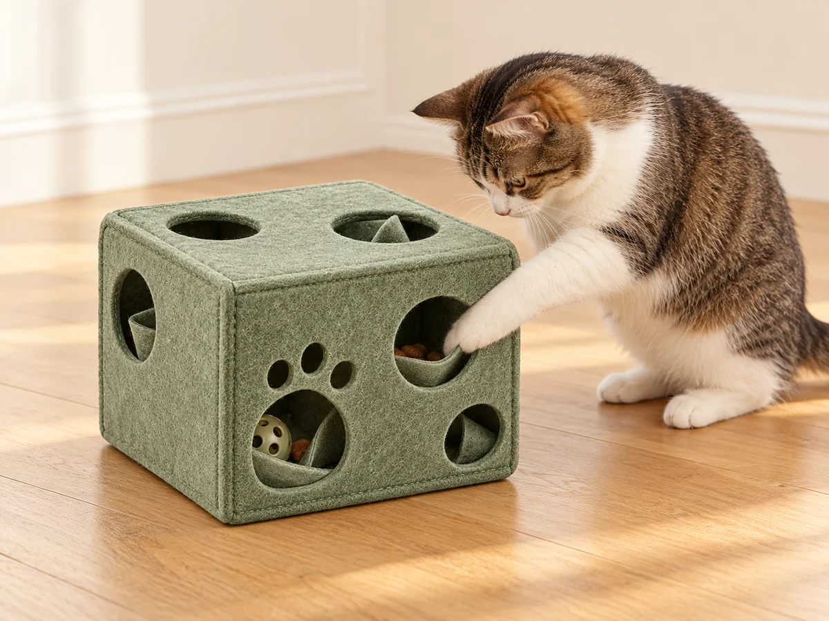 Felt Foraging Box — reaching and searching