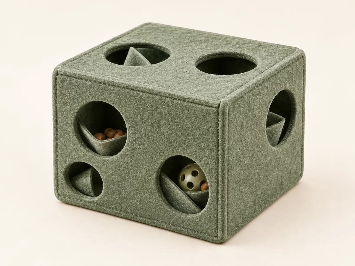 Felt Foraging Box — the cube from another side