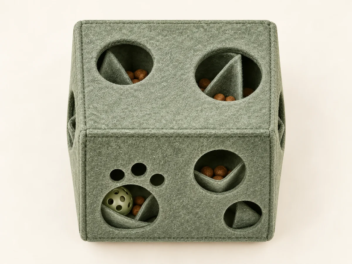 Felt Foraging Box — top access and inner pockets