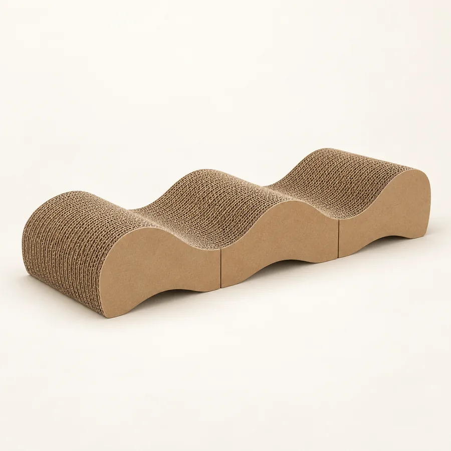Modular wave-shaped corrugated cardboard cat scratcher concept